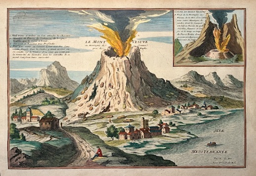De Fer Nicolas (1646-1720) Le Mont Vesuve ou Montagne de Somma pres de Naples 1705 Parigi 